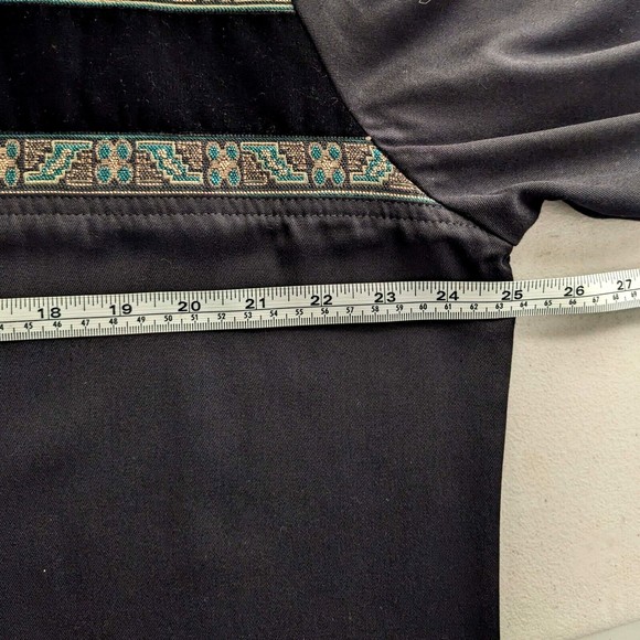 Megan Moore Vintage Embroidered Velvet Trim Black Shirt Women's Size 18W - Picture 6 of 7